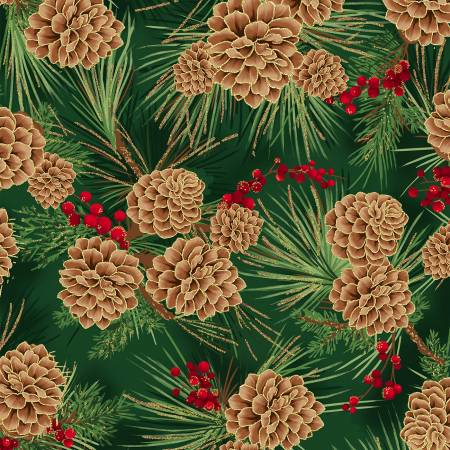 Joyful Traditions Pinecones Hunter/Gold