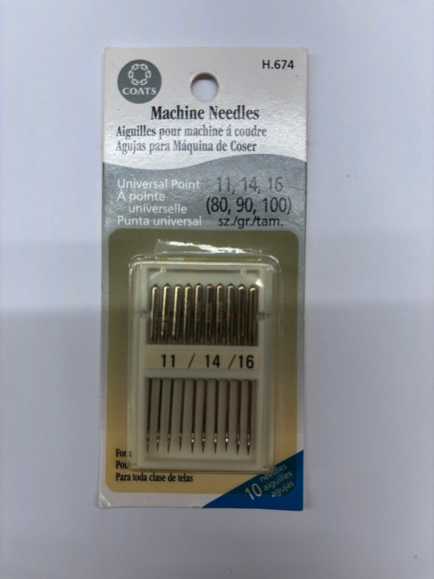 Coats Machine Needle Size 11, 14, 16