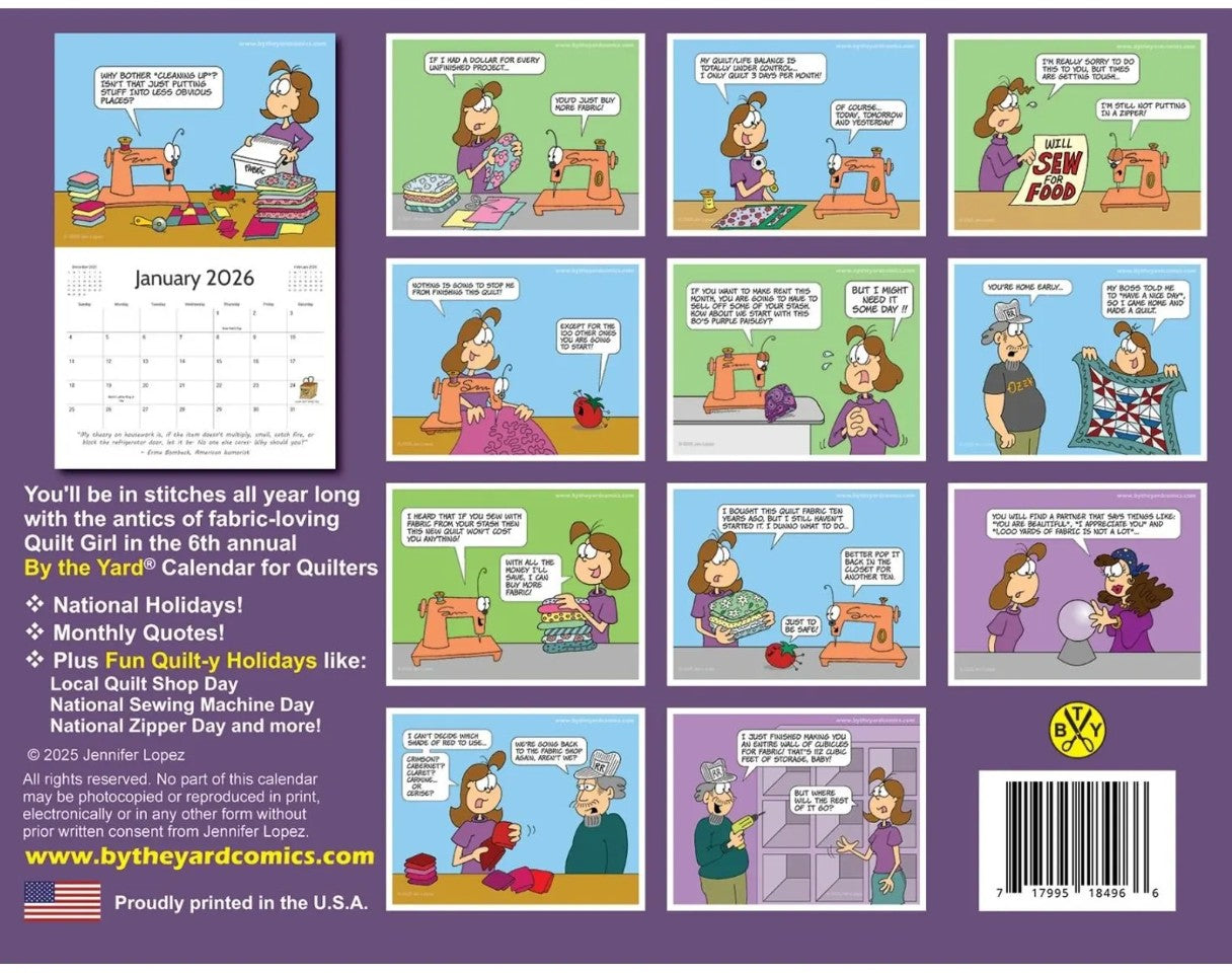 Comics for Quilters 12-month Wall Calendar