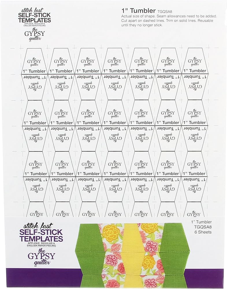 Gypsy Quilter Stitch Fast Self-Stick Template 1 in Tumbler, White