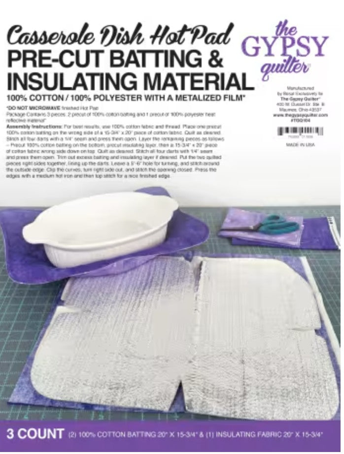 Casserole Dish Hot Pad Pre-Cut Batting & Insulating Material