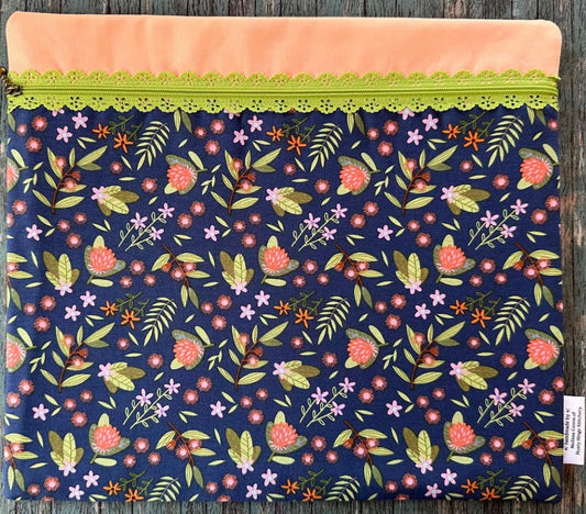 Pink and Blue Floral Spring Summer Project Bag