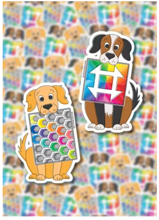 Mini Quilts with Dogs Stickers (1 each)