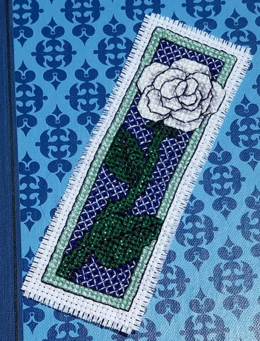 KEB Studio Creations White Rose Cross-Stitch Bookmark Pattern