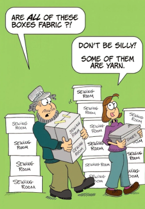 By the Yard Birthday Card: Boxes of Fabric