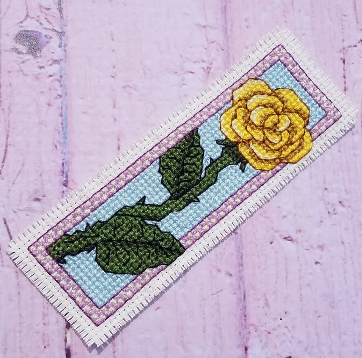 KEB Creations Yellow Rose Book Mark Cross Stitch Pattern
